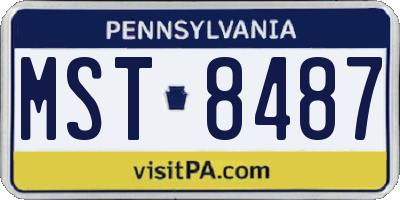 PA license plate MST8487