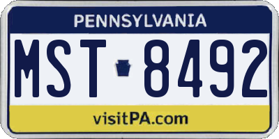 PA license plate MST8492