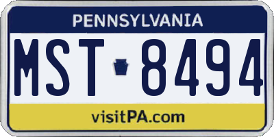 PA license plate MST8494