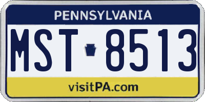 PA license plate MST8513