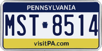 PA license plate MST8514