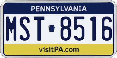 PA license plate MST8516