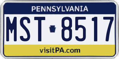 PA license plate MST8517