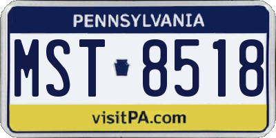 PA license plate MST8518