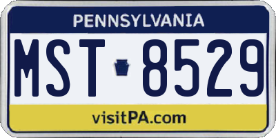 PA license plate MST8529