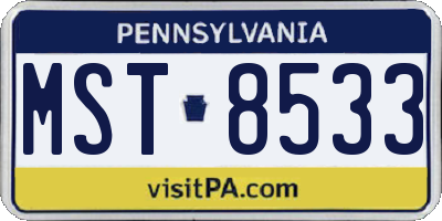 PA license plate MST8533
