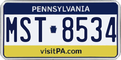 PA license plate MST8534