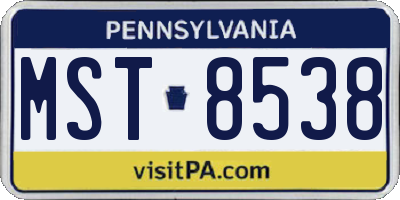 PA license plate MST8538