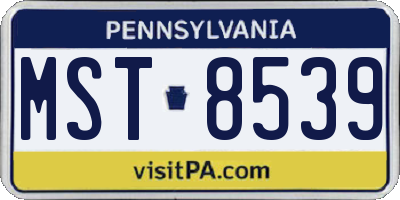PA license plate MST8539