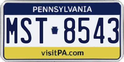 PA license plate MST8543