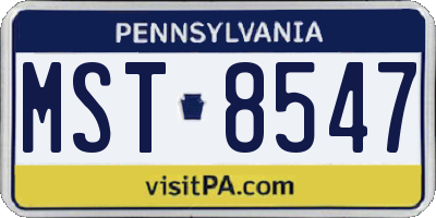 PA license plate MST8547