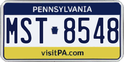 PA license plate MST8548