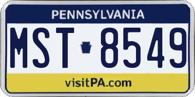 PA license plate MST8549