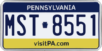 PA license plate MST8551