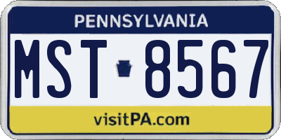 PA license plate MST8567