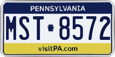 PA license plate MST8572
