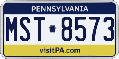 PA license plate MST8573