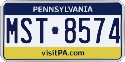 PA license plate MST8574