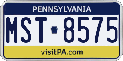 PA license plate MST8575