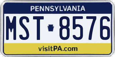 PA license plate MST8576