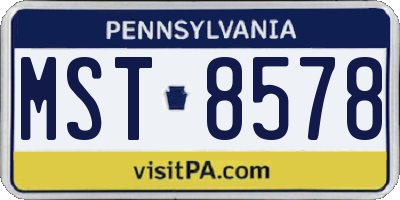 PA license plate MST8578