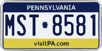 PA license plate MST8581