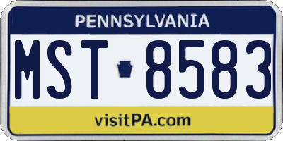 PA license plate MST8583