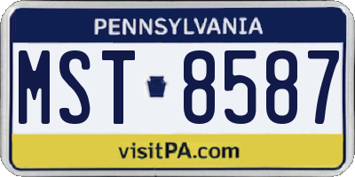 PA license plate MST8587
