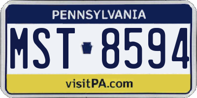 PA license plate MST8594