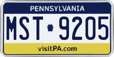 PA license plate MST9205