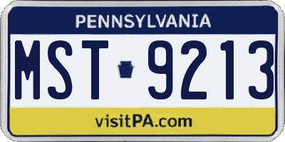 PA license plate MST9213