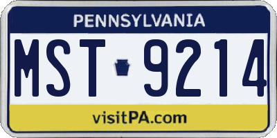 PA license plate MST9214
