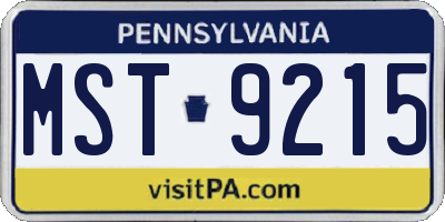 PA license plate MST9215