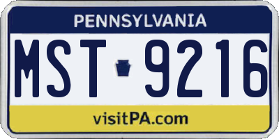 PA license plate MST9216