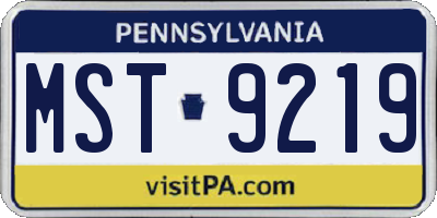 PA license plate MST9219