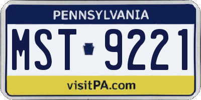 PA license plate MST9221