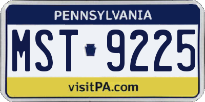 PA license plate MST9225