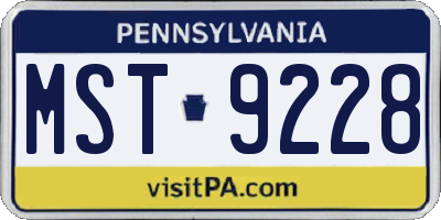 PA license plate MST9228