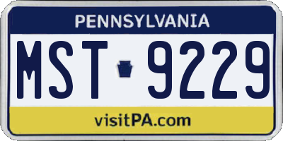 PA license plate MST9229