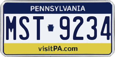PA license plate MST9234