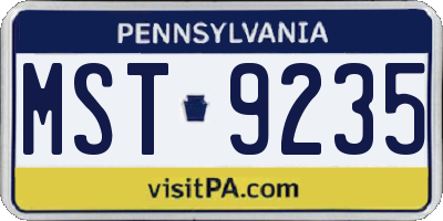 PA license plate MST9235
