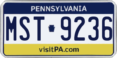 PA license plate MST9236