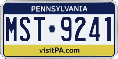 PA license plate MST9241