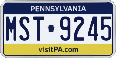PA license plate MST9245