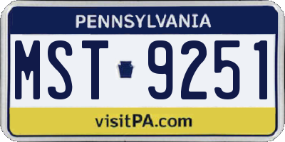 PA license plate MST9251