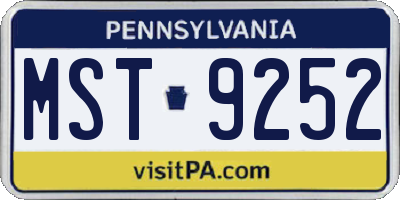 PA license plate MST9252