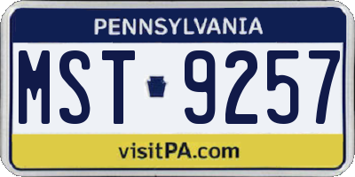 PA license plate MST9257