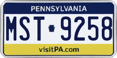 PA license plate MST9258