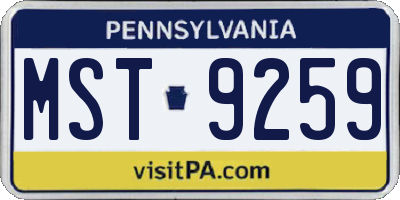 PA license plate MST9259