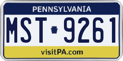 PA license plate MST9261